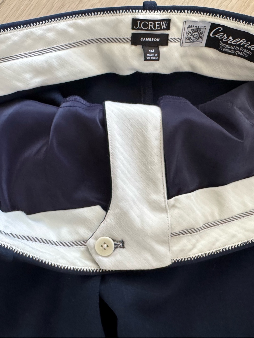 J. Crew Women’s Navy Blue Cameron Slim Cropped Pants 16 Tall Carreman Fabric - Picture 9 of 16
